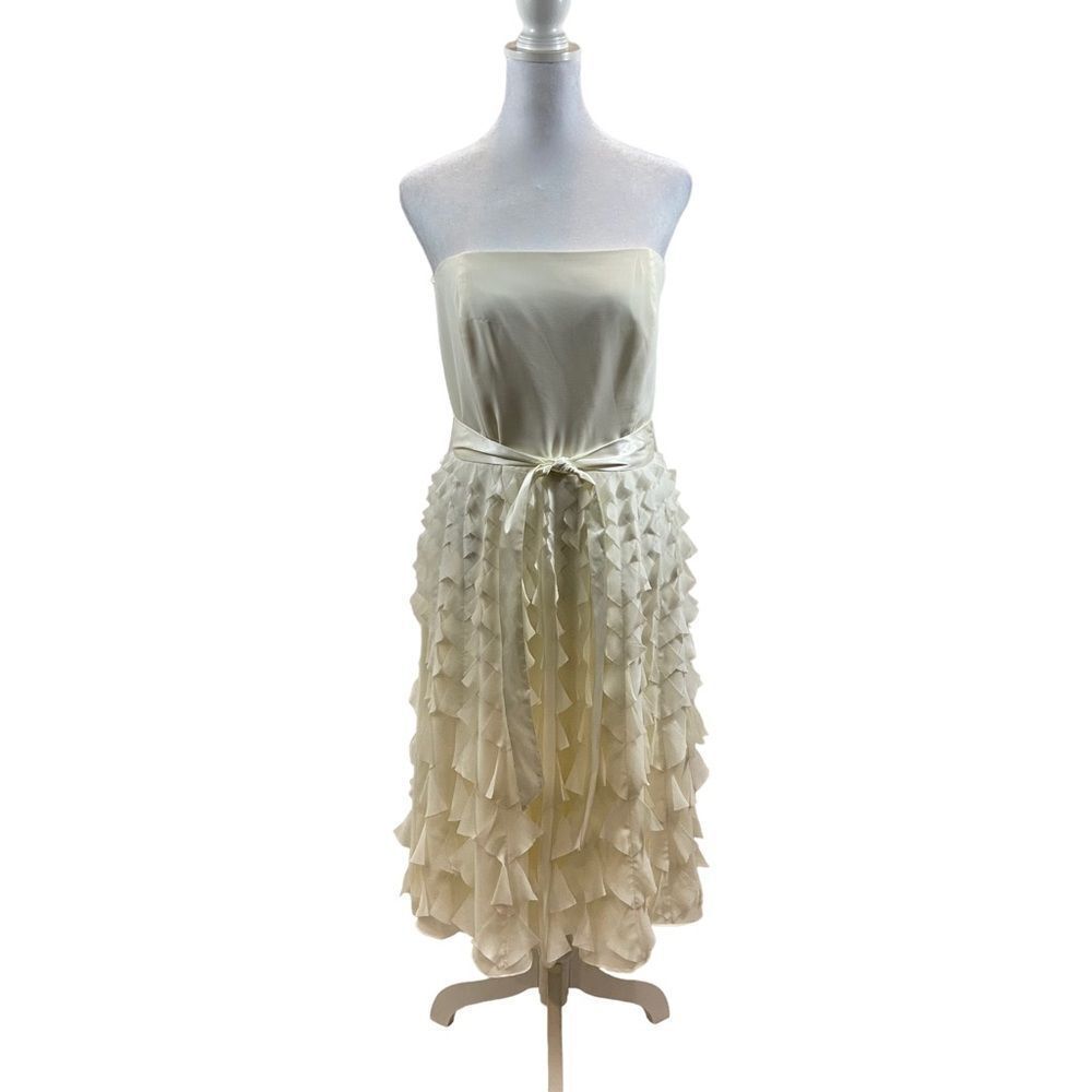 Brand New With Tags WHBM Ivory Strapless‎ Ruffle Bottom Dress Size 10
